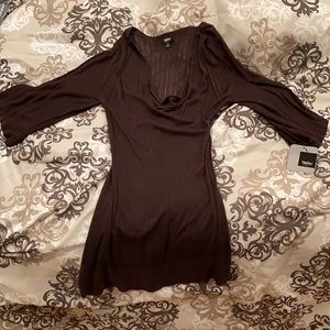 Brown cowl neck tunic top